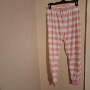 pink and white stripped pajama bottom